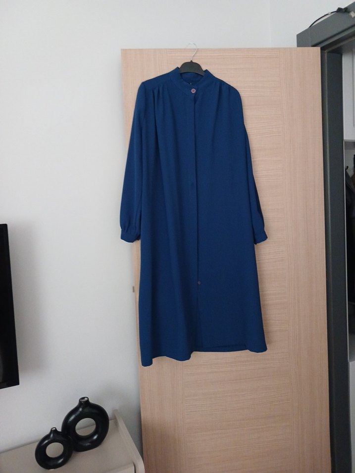 Lacivert Uzun Kollu Kadın Uzun tunik - Görsel 4