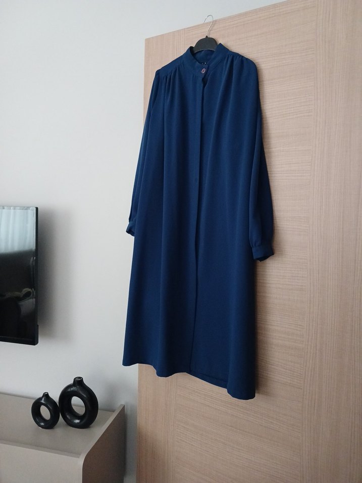 Lacivert Uzun Kollu Kadın Uzun tunik - Görsel 2