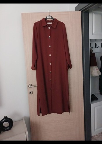 Düğmeli taba Kadın Midi Ofis giycik - Görsel 3