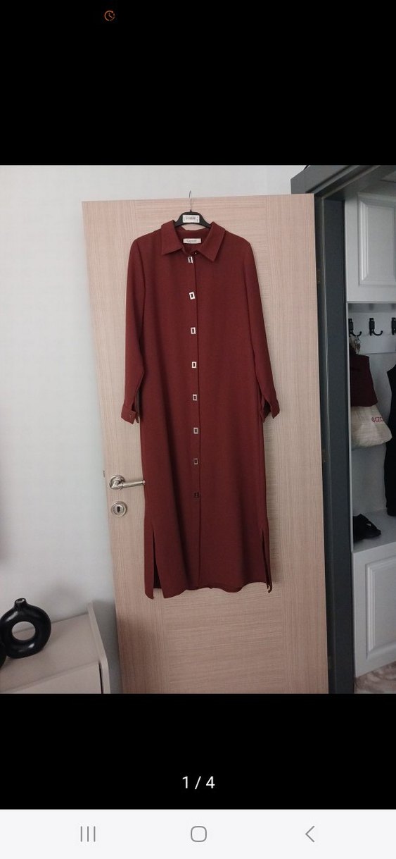 Düğmeli taba Kadın Midi Ofis giycik - Görsel 3