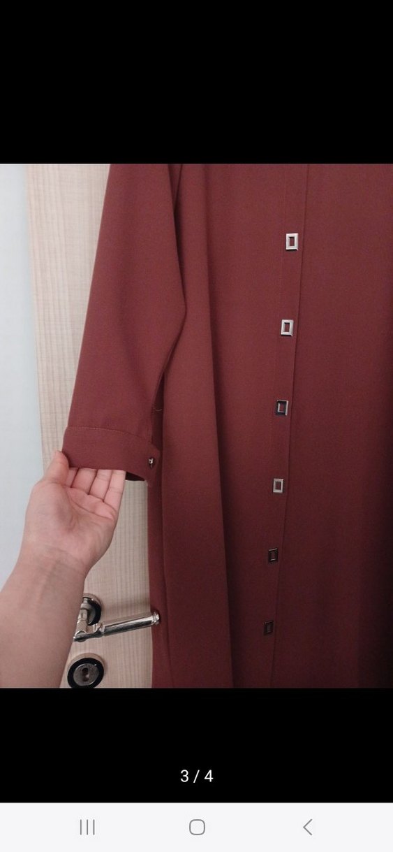 Düğmeli taba Kadın Midi Ofis giycik - Görsel 2