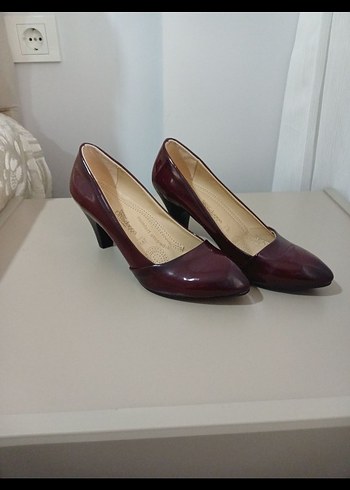 Bordo Rugan Stiletto Topuklu Kadın Ayakkabı - Görsel 3