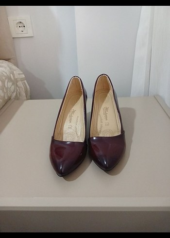 Bordo Rugan Stiletto Topuklu Kadın Ayakkabı - Görsel 2