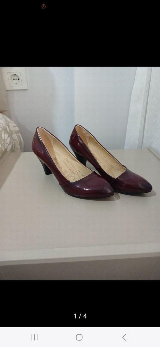 Bordo Rugan Stiletto Topuklu Kadın Ayakkabı - Görsel 3