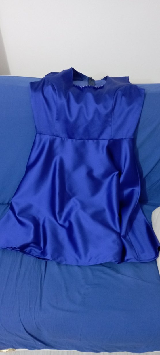 Parlak Mavi Drapeli Mini Abiye Elbise - Görsel 4