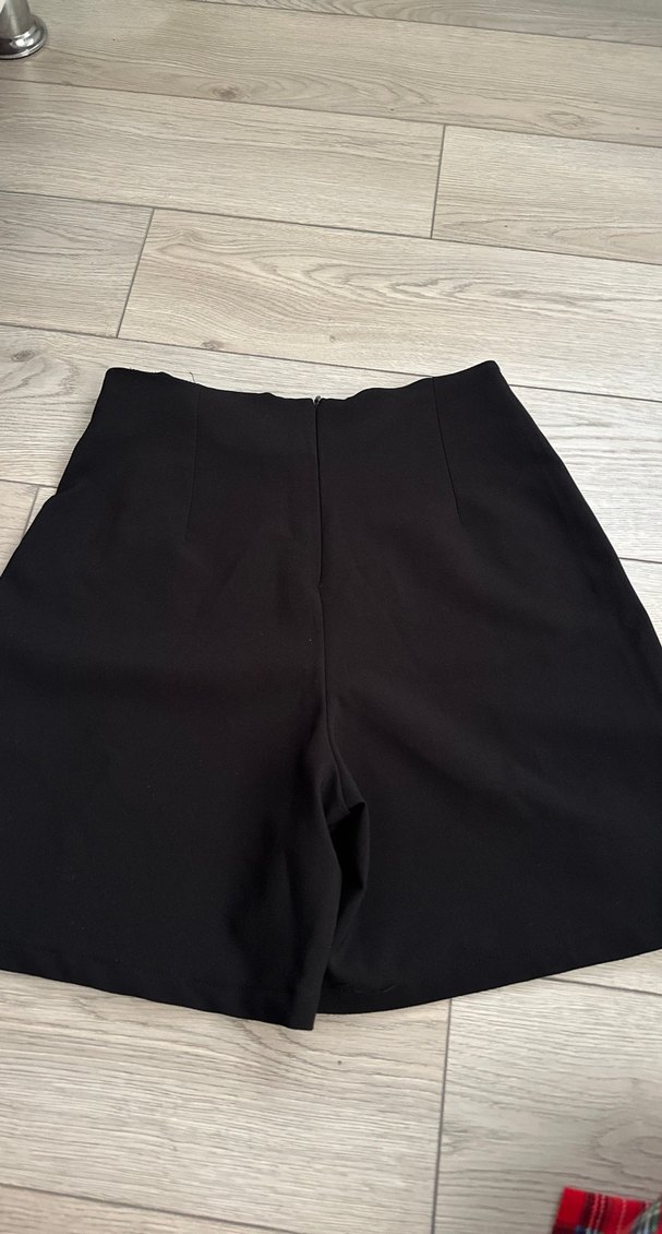 Siyah Fermuarlı Mini Şort Etek - Görsel 2