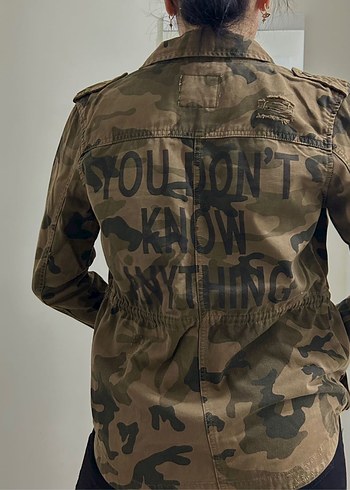 Düğmeli Kamuflaj Kadın Ceket - Görsel 4