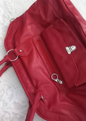 kırmızı deri çanta - Görsel 5