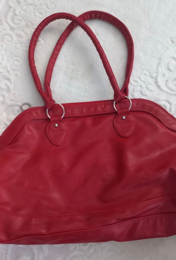 kırmızı deri çanta - Görsel 3