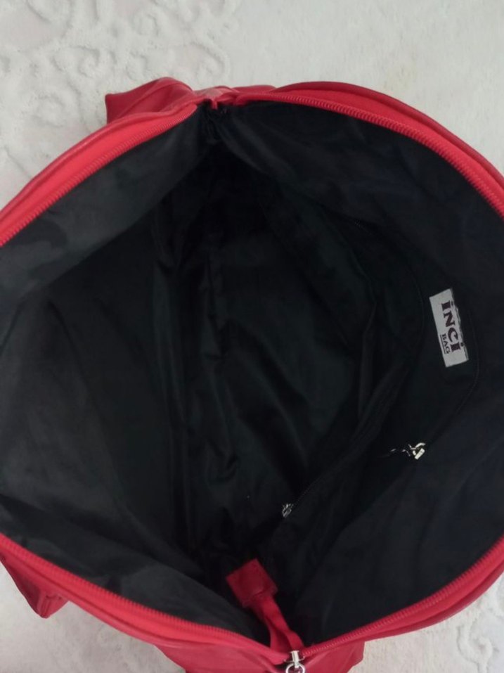 kırmızı deri çanta - Görsel 4