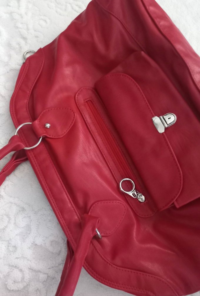 kırmızı deri çanta - Görsel 5