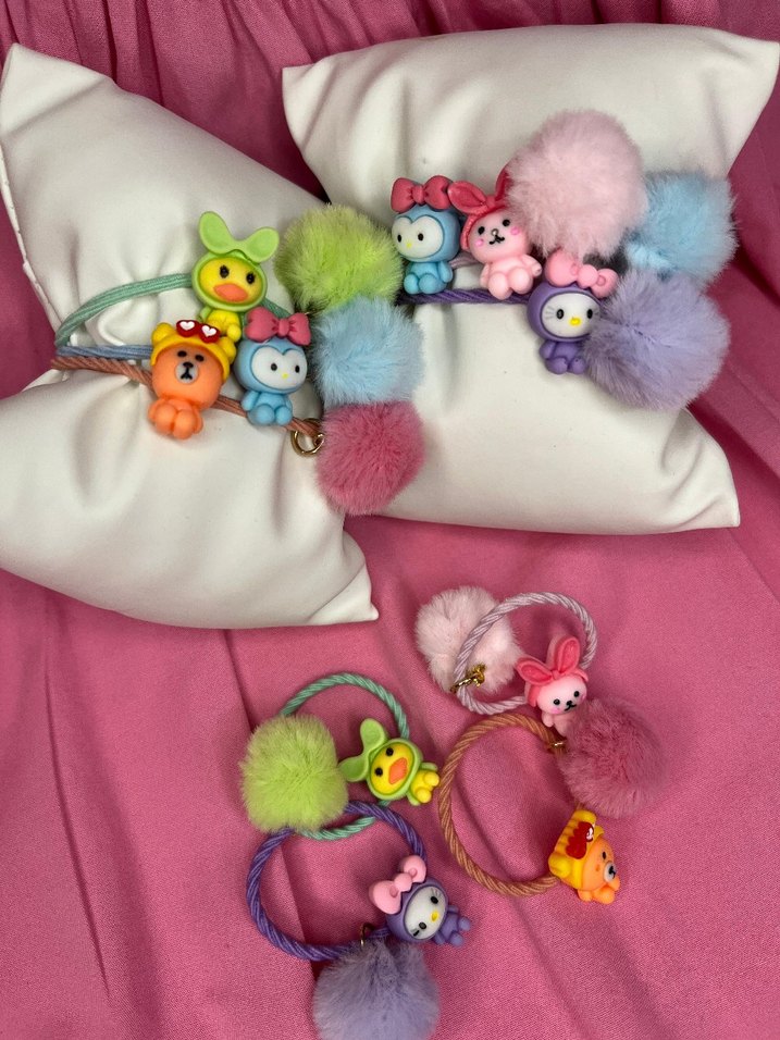 çift fiyati
 Renkli Elastik Çocuk Saç Tokaları - Görsel 3