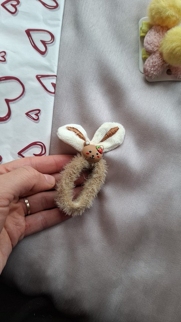 Nakışlı Kürklü Bebek Tavşan Tokası - Görsel 4