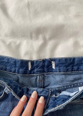 Kadın Lacivert Mini Denim Şort - Görsel 4
