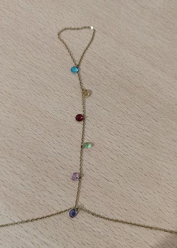 Renkli İşlemeli Zincir Detaylı Kadın El Zinciri - Görsel 2