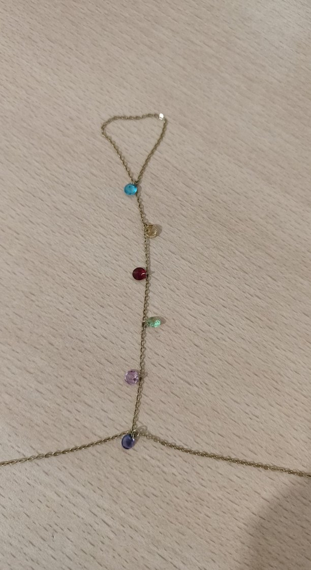 Renkli İşlemeli Zincir Detaylı Kadın El Zinciri - Görsel 2