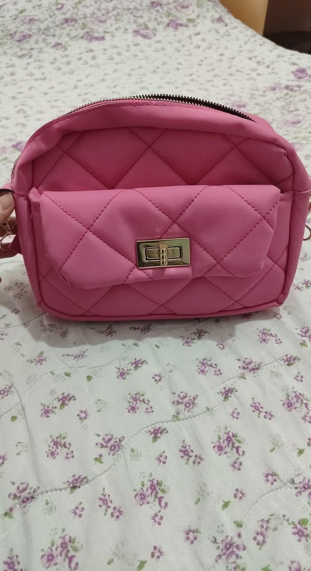 Kadın Pembe Kapitone Omuz Çantası - Görsel 2