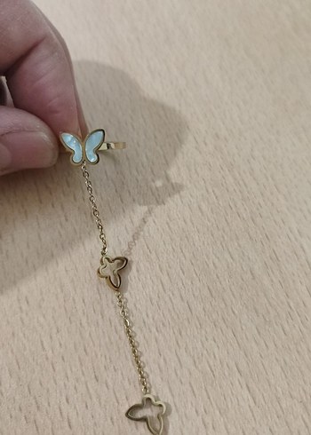 Mavi Kelebek Detaylı Kadın Zincir çelik şahmeran - Görsel 3