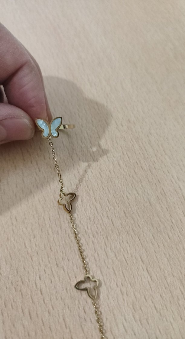 Mavi Kelebek Detaylı Kadın Zincir çelik şahmeran - Görsel 3