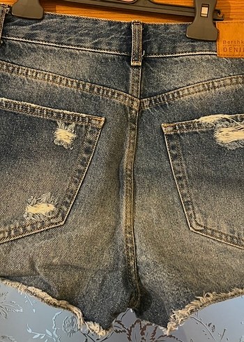 Kadın Gri Bol Kesim Mini Denim Şort - Görsel 2