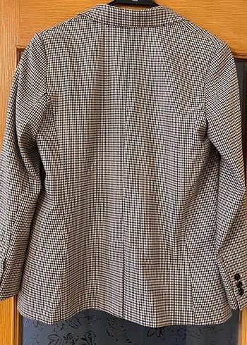 Düğmeli Kareli Kadın Blazer Ceket - Görsel 2