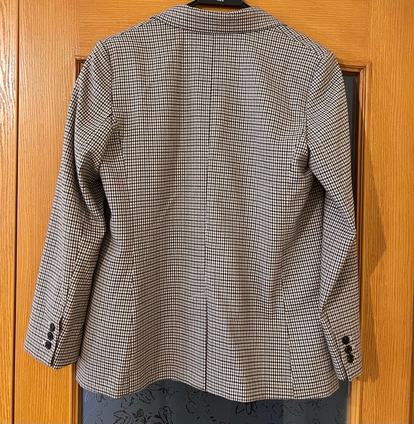 Düğmeli Kareli Kadın Blazer Ceket - Görsel 2