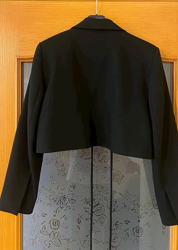 Kadın Siyah Kemerli Midi Blazer Ceket - Görsel 2