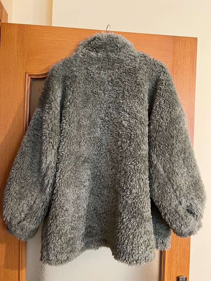 Tüylü Kadın Midi Ceket - Görsel 2