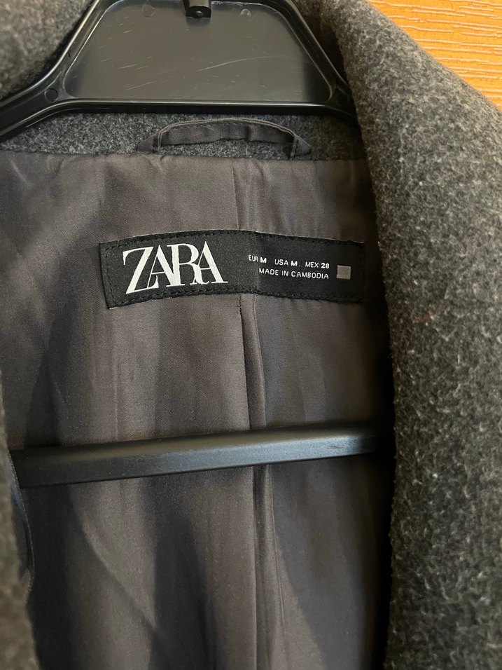 Zara Antrasit Gri Uzun Kaban - Görsel 3