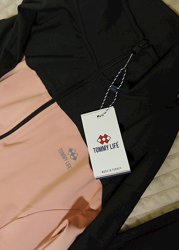 Kadın Pembe Siyah Uzun Eşofman Takımı - Görsel 3