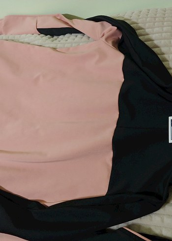 Kadın Pembe Siyah Uzun Eşofman Takımı - Görsel 8