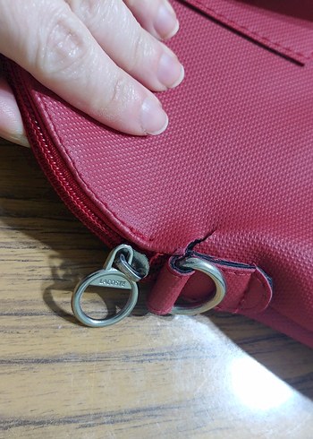 Lacoste Pembe Deri Kadın Çanta - Görsel 5