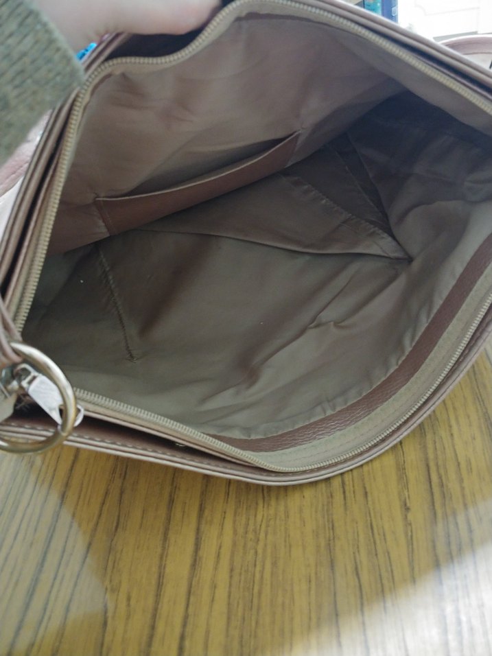 Bej Deri Fermuarlı Kadın Çantası - Görsel 3