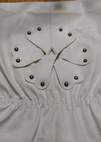 Beyaz Deri Tokalı Kadın Çanta - Görsel 2