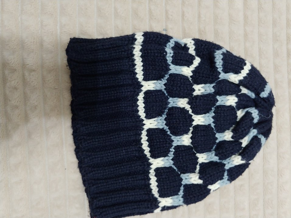 Kadın Örgü Bere - Mavi Gri Desenli - Görsel 2