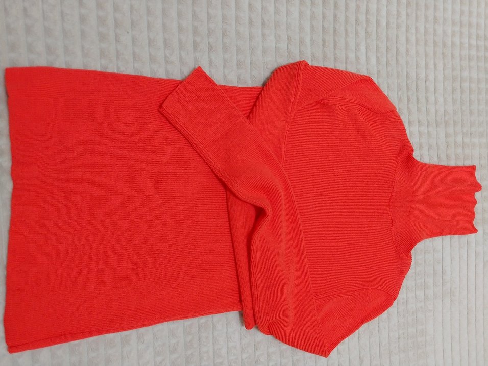 Turuncu Kadın Fermuarlı Triko Bluz - Görsel 2