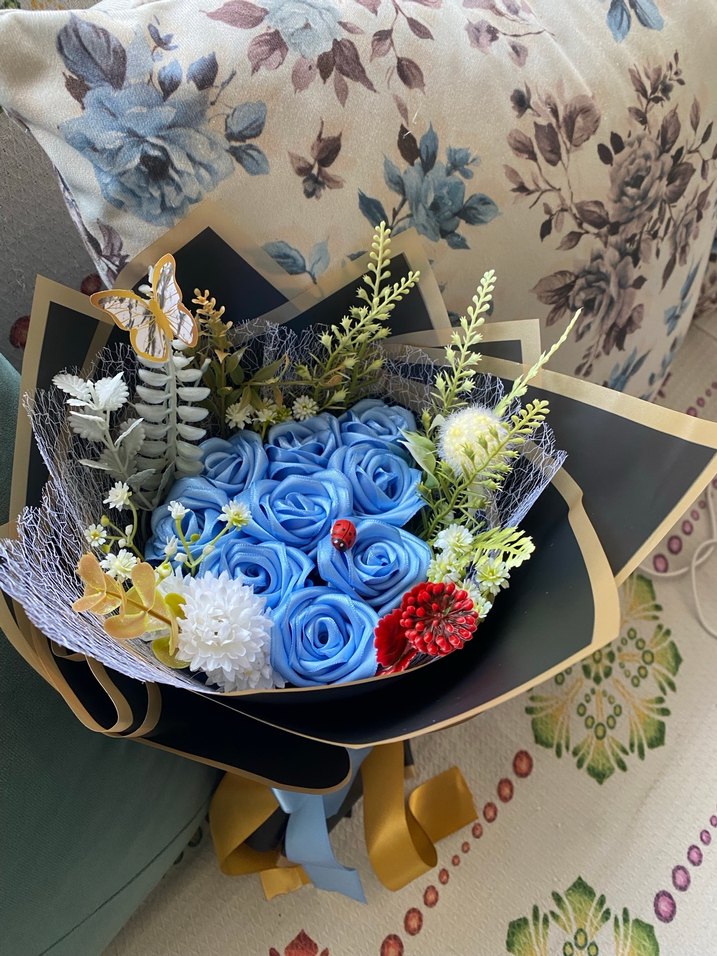 Bohem Tarzda Mavi Gül Demeti - Görsel 3