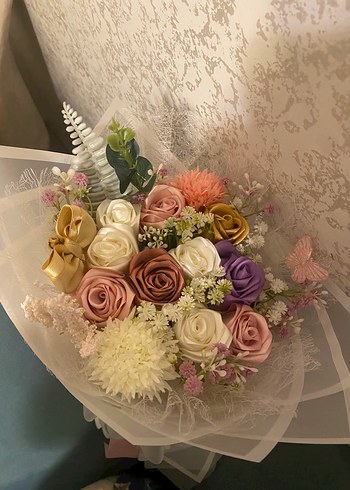 Dantel Detaylı Pastel Bohem Vintage Gelin Buketi - Görsel 2