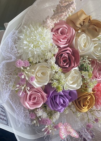 Dantel Detaylı Pastel Bohem Vintage Gelin Buketi - Görsel 3