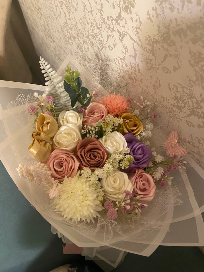 Dantel Detaylı Pastel Bohem Vintage Gelin Buketi - Görsel 2