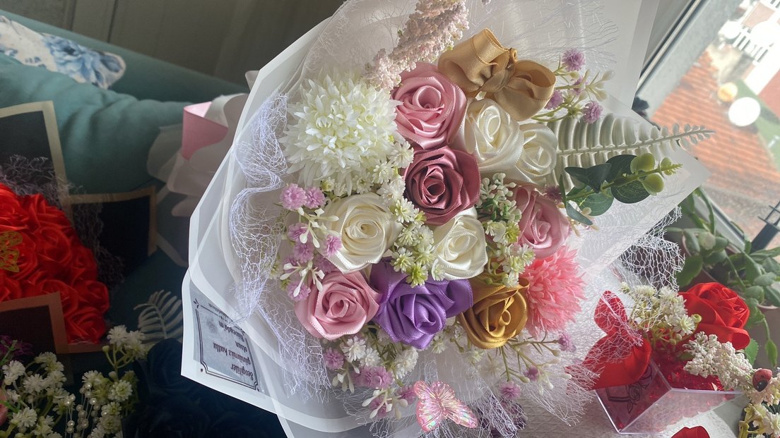 Dantel Detaylı Pastel Bohem Vintage Gelin Buketi - Görsel 3