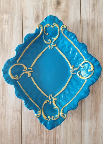 Turkuaz Renginde Seramik Dekoratif Tabak - Görsel 2