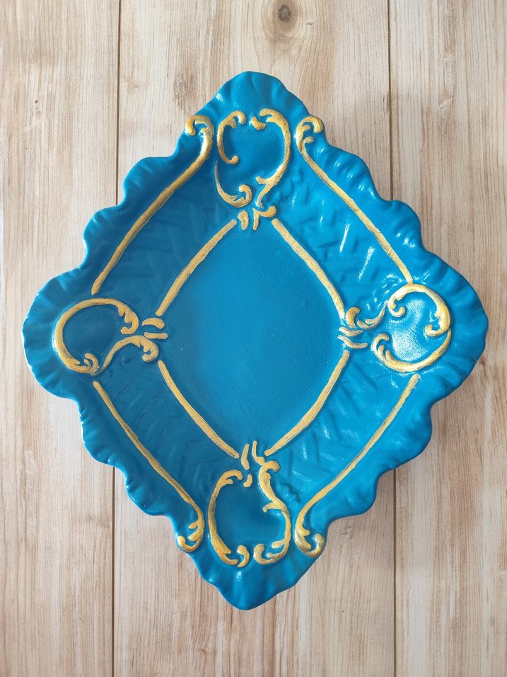 Turkuaz Renginde Seramik Dekoratif Tabak - Görsel 2