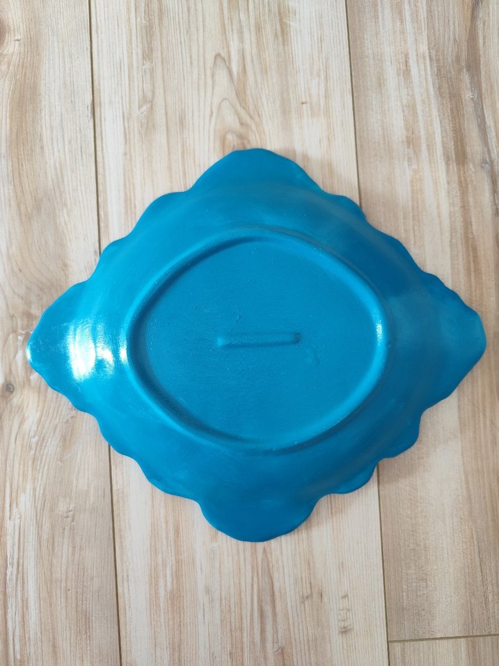 Turkuaz Renginde Seramik Dekoratif Tabak - Görsel 3