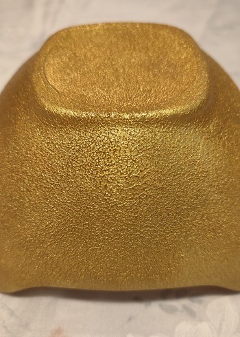 Şal Desenli Parlak Altın Renkli Dekoratif Cam Tabak  - Görsel 2