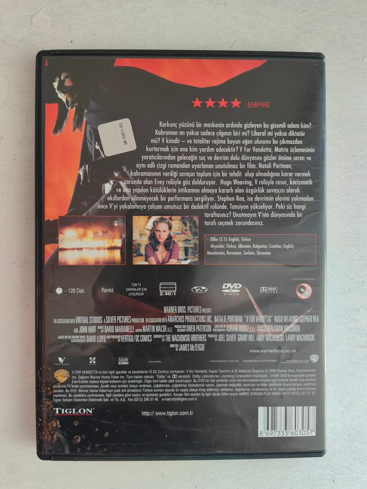 V for Vendetta DVD - Natalie Portman, Hugo Weaving - Görsel 3