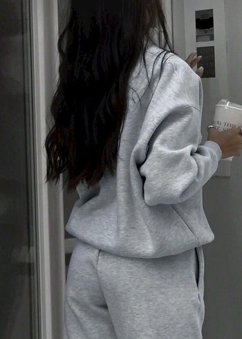 Kadın Gri Yarım Fermuarlı Yaka Sweatshirt - Görsel 2