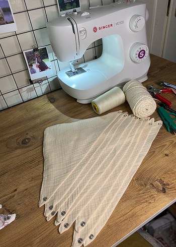 krem renk müslin kumaş bebek yakalığı - Görsel 3