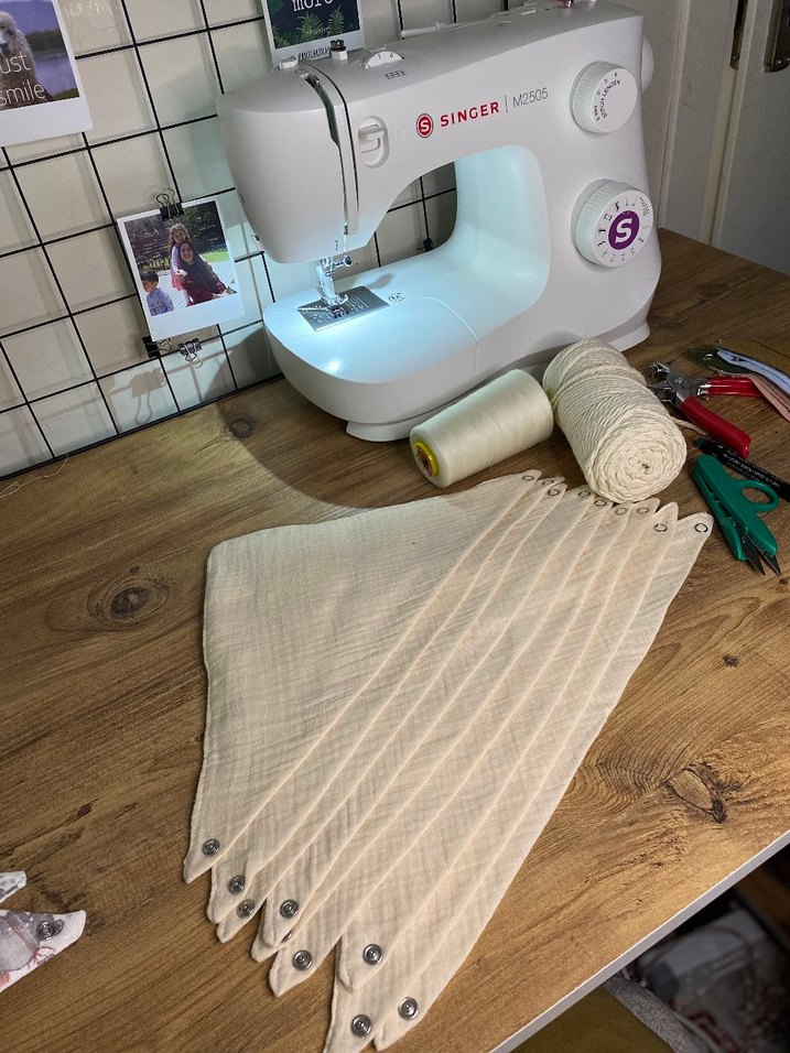 krem renk müslin kumaş bebek yakalığı - Görsel 3