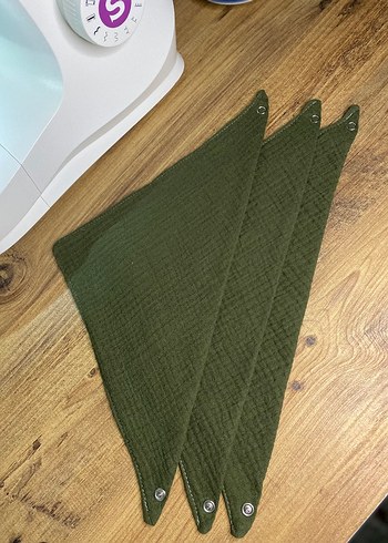 haki yeşil renk müslin kumaş bebek yakalığı - Görsel 2